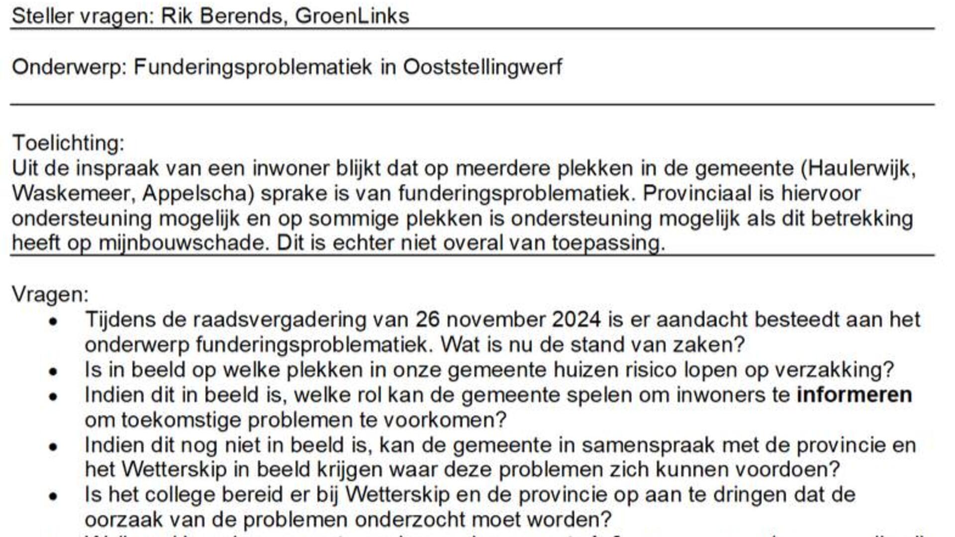 Schriftelijke vragen